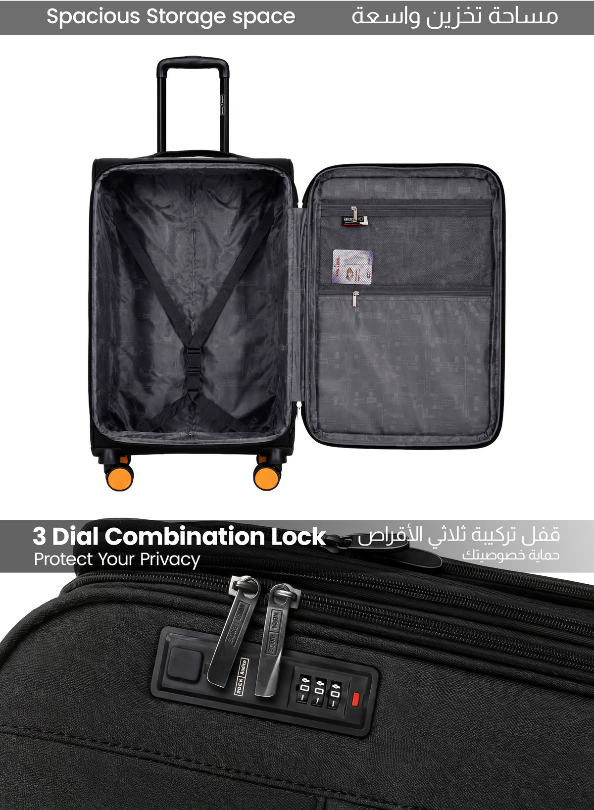 PARAJOHN DUBAIRO 3 Piece Expandable Softside Luggage Set,20/24/28 Inch Nylon Suitcases with 8 Spinner Wheels