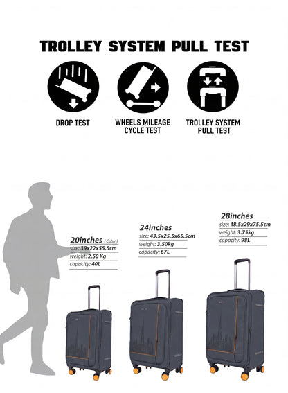 PARAJOHN DUBAIRO 3 Piece Expandable Softside Luggage Set,20/24/28 Inch Nylon Suitcases with 8 Spinner Wheels