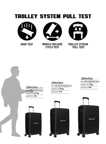 Parajohn Honora 3 Piece ABS Luggage Set, 20, 24 & 28 Inch Hardshell Suitcases