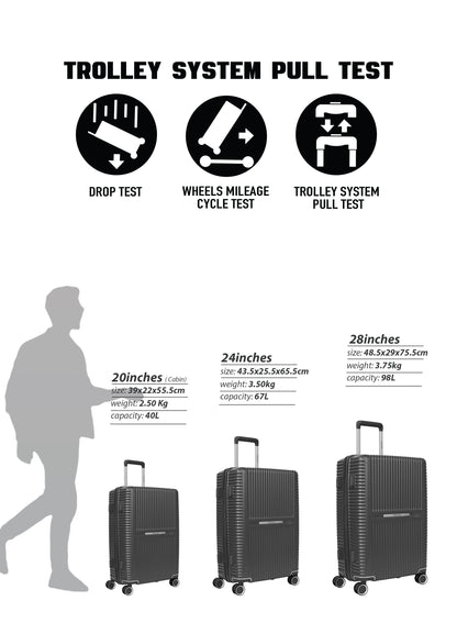 Parajohn Honora 3 Piece ABS Luggage Set, 20, 24 & 28 Inch Hardshell Suitcases