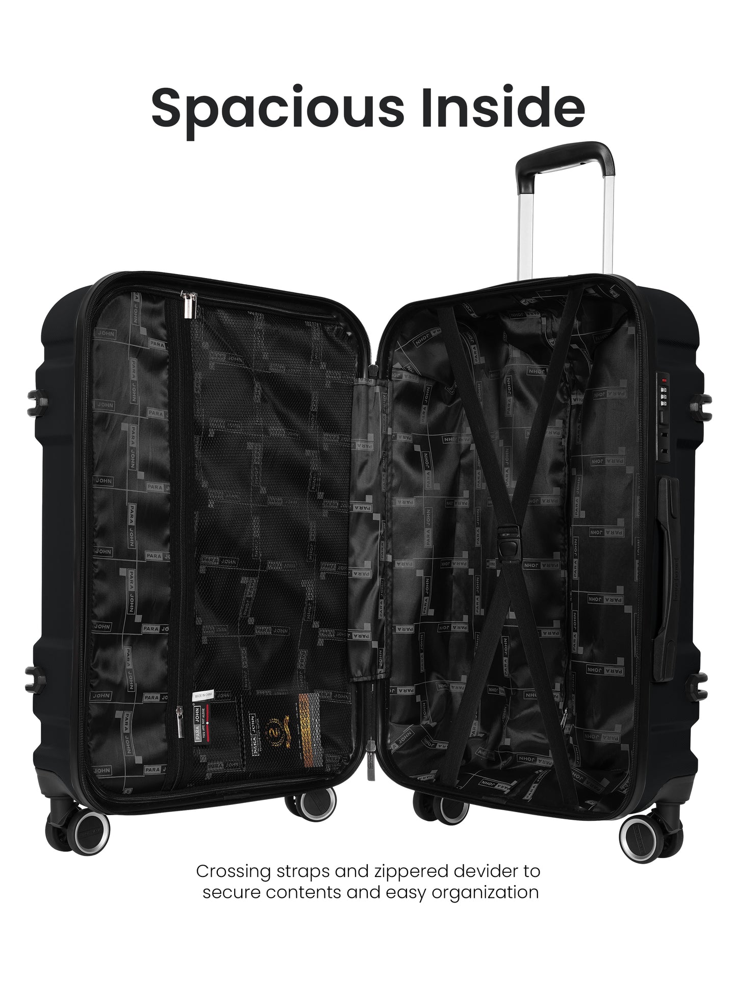 Parajohn PJTR3228 3-Piece 100% PC Luggage Set, 20/24/28 Inch Hardshell Suitcases with 8 Spinner Wheels