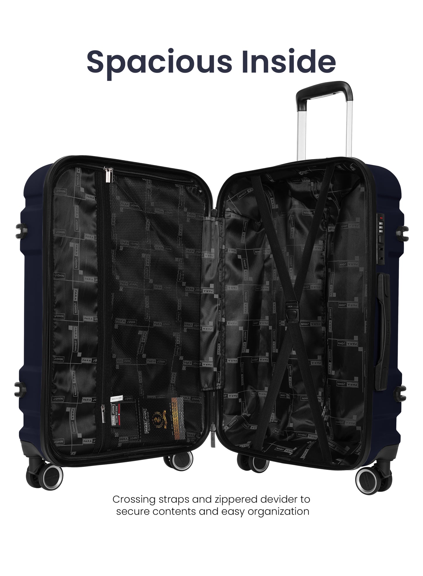 Parajohn PJTR3228 3-Piece 100% PC Luggage Set, 20/24/28 Inch Hardshell Suitcases with 8 Spinner Wheels