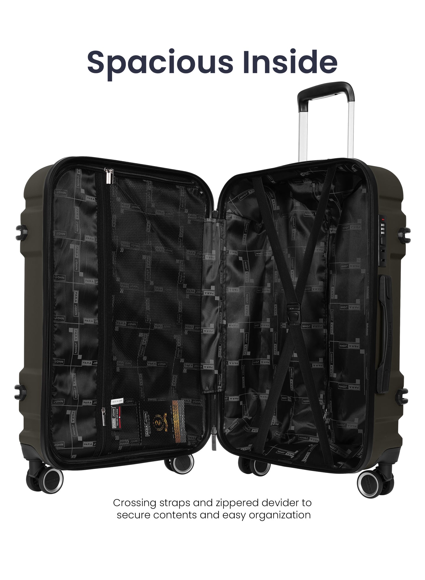 Parajohn PJTR3228 3-Piece 100% PC Luggage Set, 20/24/28 Inch Hardshell Suitcases with 8 Spinner Wheels