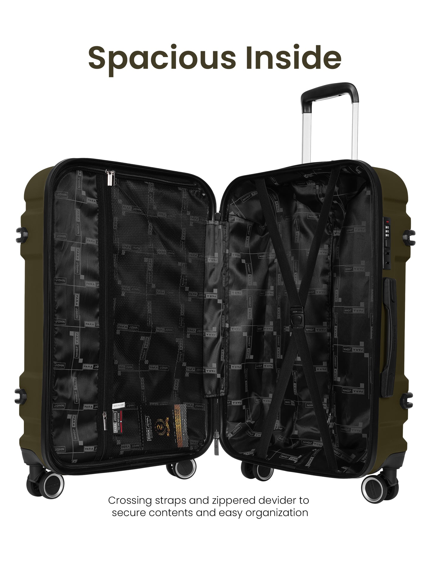 Parajohn PJTR3228 3-Piece 100% PC Luggage Set, 20/24/28 Inch Hardshell Suitcases with 8 Spinner Wheels