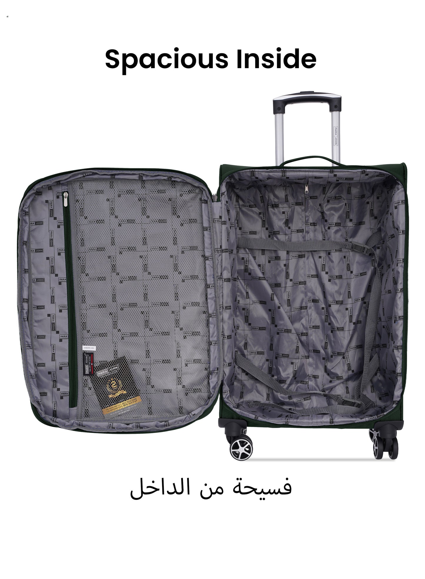 Parajohn Shadow 3-Piece Softside Luggage Set, 20/24/28 Inch Gucci Nylon Suitcases with 8 Spinner Wheels, 3-Dial Combination Lock & Spacious Interior, PJTR3236