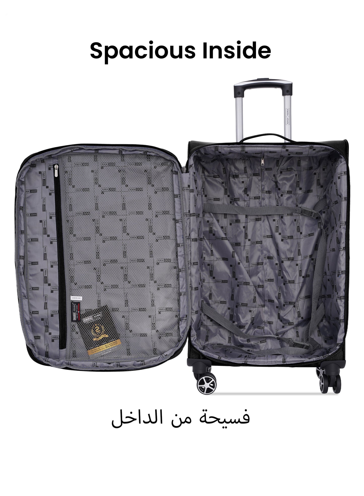 Parajohn Shadow 3-Piece Softside Luggage Set, 20/24/28 Inch Gucci Nylon Suitcases with 8 Spinner Wheels, 3-Dial Combination Lock & Spacious Interior, PJTR3236
