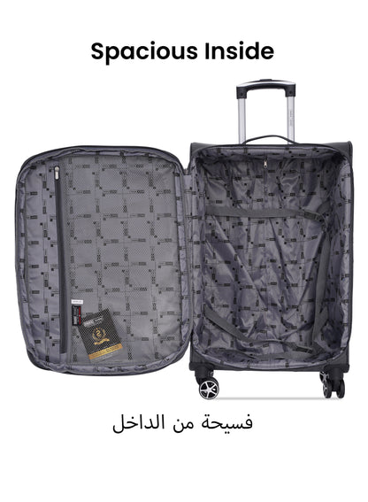 Parajohn Shadow 3-Piece Softside Luggage Set, 20/24/28 Inch Gucci Nylon Suitcases with 8 Spinner Wheels, 3-Dial Combination Lock & Spacious Interior, PJTR3236