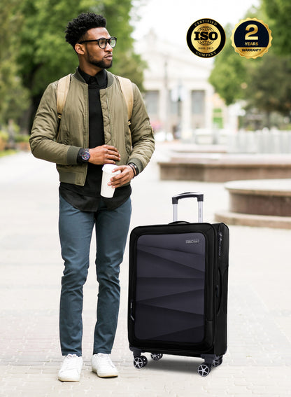 Parajohn Shadow 3-Piece Softside Luggage Set, 20/24/28 Inch Gucci Nylon Suitcases with 8 Spinner Wheels, 3-Dial Combination Lock & Spacious Interior, PJTR3236