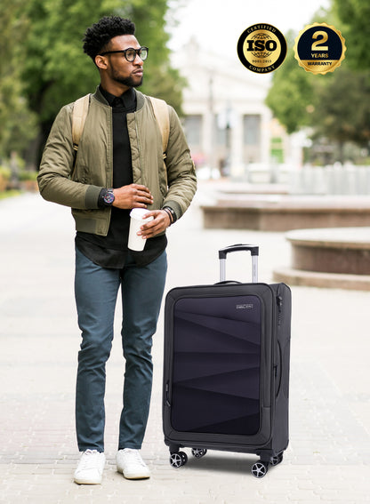 Parajohn Shadow 3-Piece Softside Luggage Set, 20/24/28 Inch Gucci Nylon Suitcases with 8 Spinner Wheels, 3-Dial Combination Lock & Spacious Interior, PJTR3236