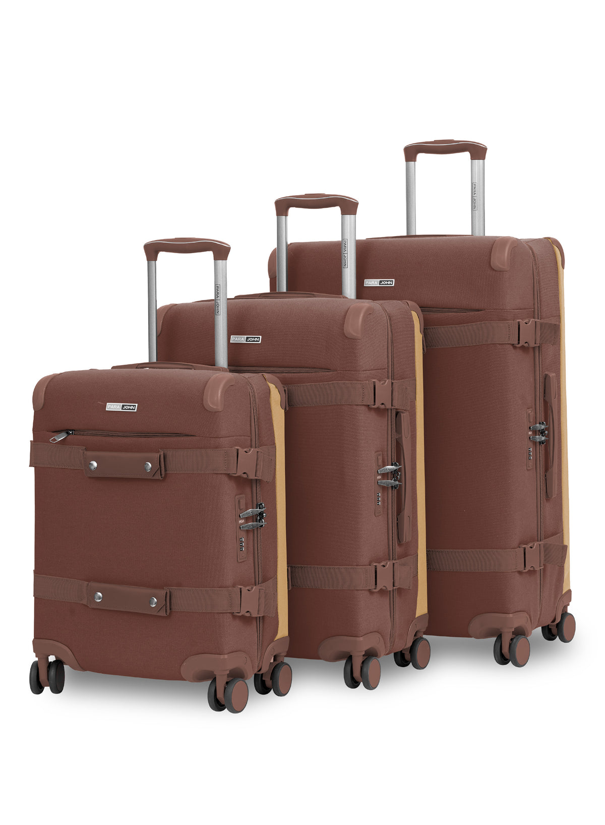 Parajohn 3 Piece Canvas Luggage Set, 20, 24 & 28 Inch Retro Softside Trolley Suitcases with 8-Wheel 360° Spinner Wheels, Vintage Travel Case Set