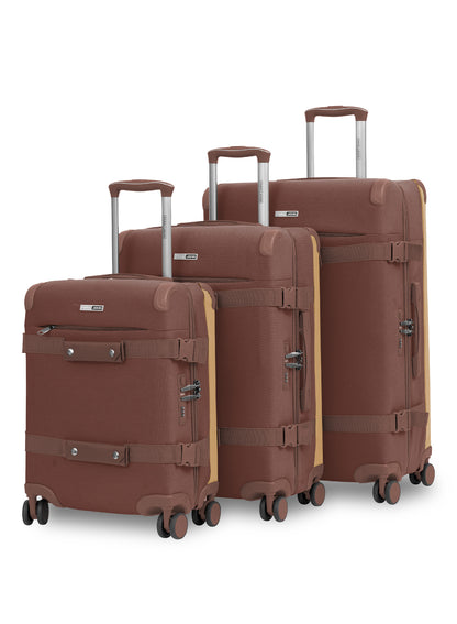 Parajohn 3 Piece Canvas Luggage Set, 20, 24 & 28 Inch Retro Softside Trolley Suitcases with 8-Wheel 360° Spinner Wheels, Vintage Travel Case Set