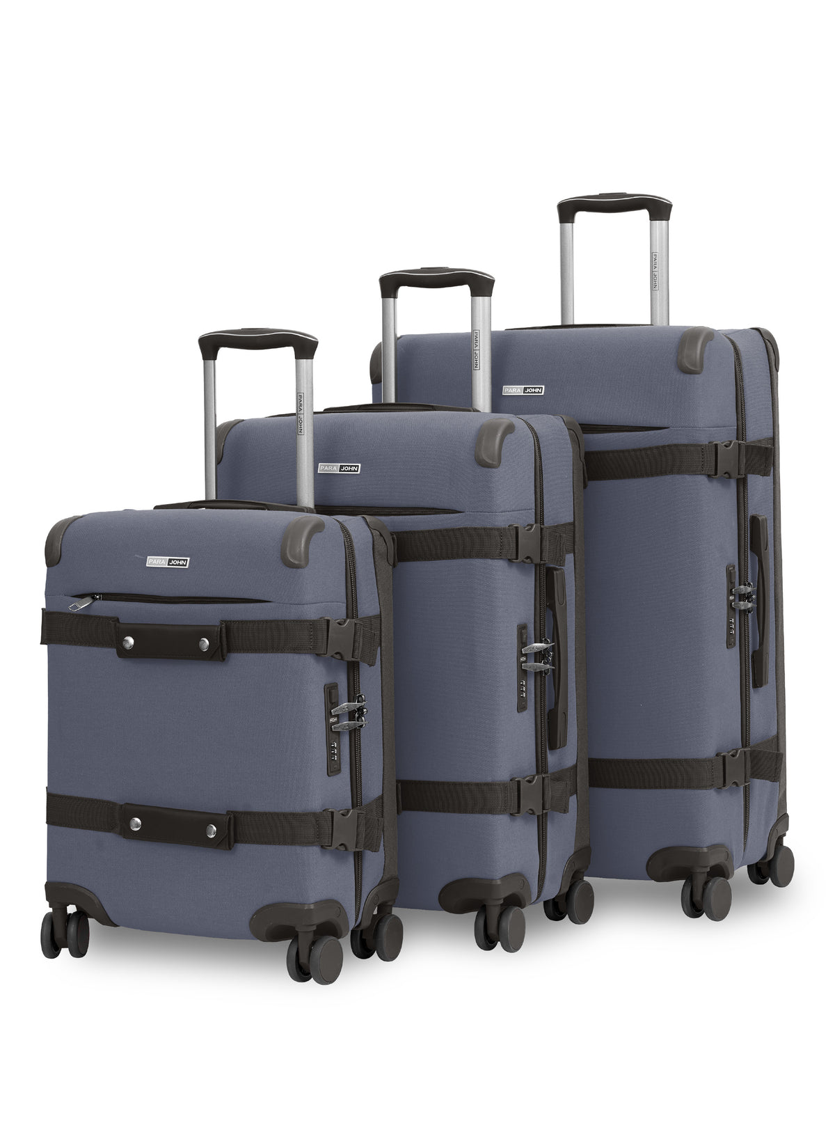 Parajohn 3 Piece Canvas Luggage Set, 20, 24 & 28 Inch Retro Softside Trolley Suitcases with 8-Wheel 360° Spinner Wheels, Vintage Travel Case Set