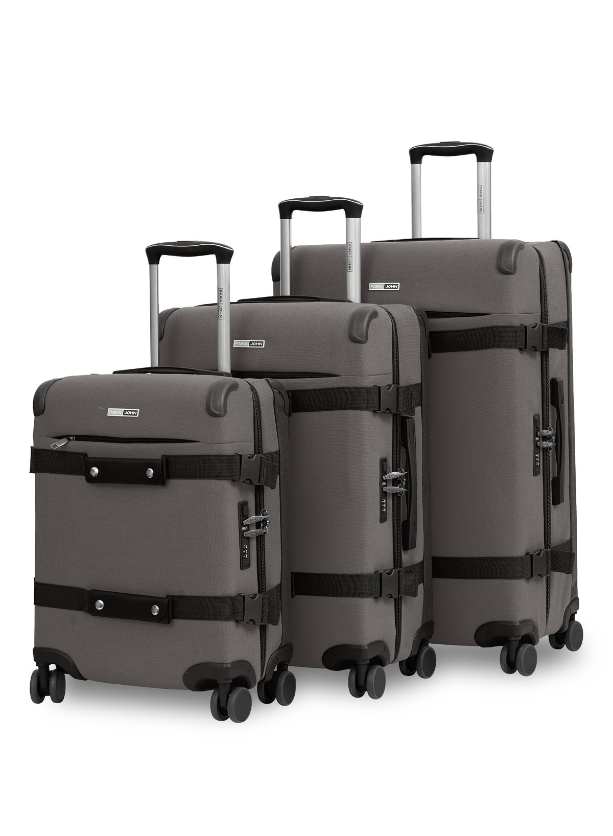 Parajohn 3 Piece Canvas Luggage Set, 20, 24 & 28 Inch Retro Softside Trolley Suitcases with 8-Wheel 360° Spinner Wheels, Vintage Travel Case Set