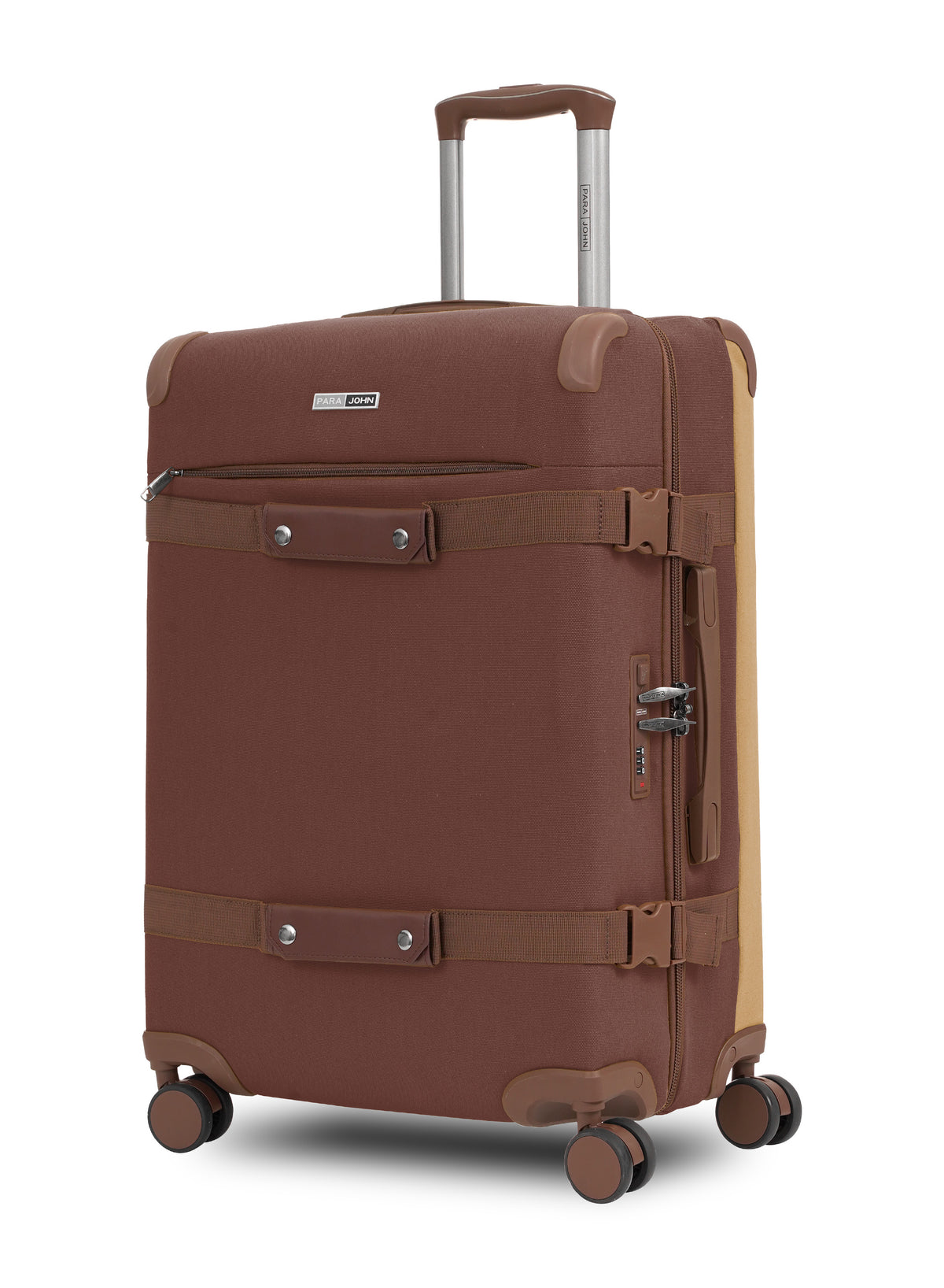 Parajohn 3 Piece Canvas Luggage Set, 20, 24 & 28 Inch Retro Softside Trolley Suitcases with 8-Wheel 360° Spinner Wheels, Vintage Travel Case Set
