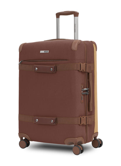Parajohn 3 Piece Canvas Luggage Set, 20, 24 & 28 Inch Retro Softside Trolley Suitcases with 8-Wheel 360° Spinner Wheels, Vintage Travel Case Set
