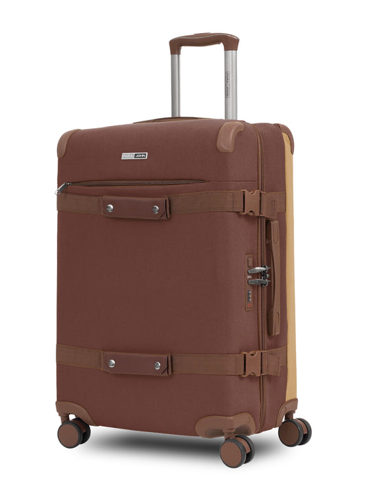 Parajohn 3 Piece Canvas Luggage Set, 20, 24 & 28 Inch Retro Softside Trolley Suitcases with 8-Wheel 360° Spinner Wheels, Vintage Travel Case Set
