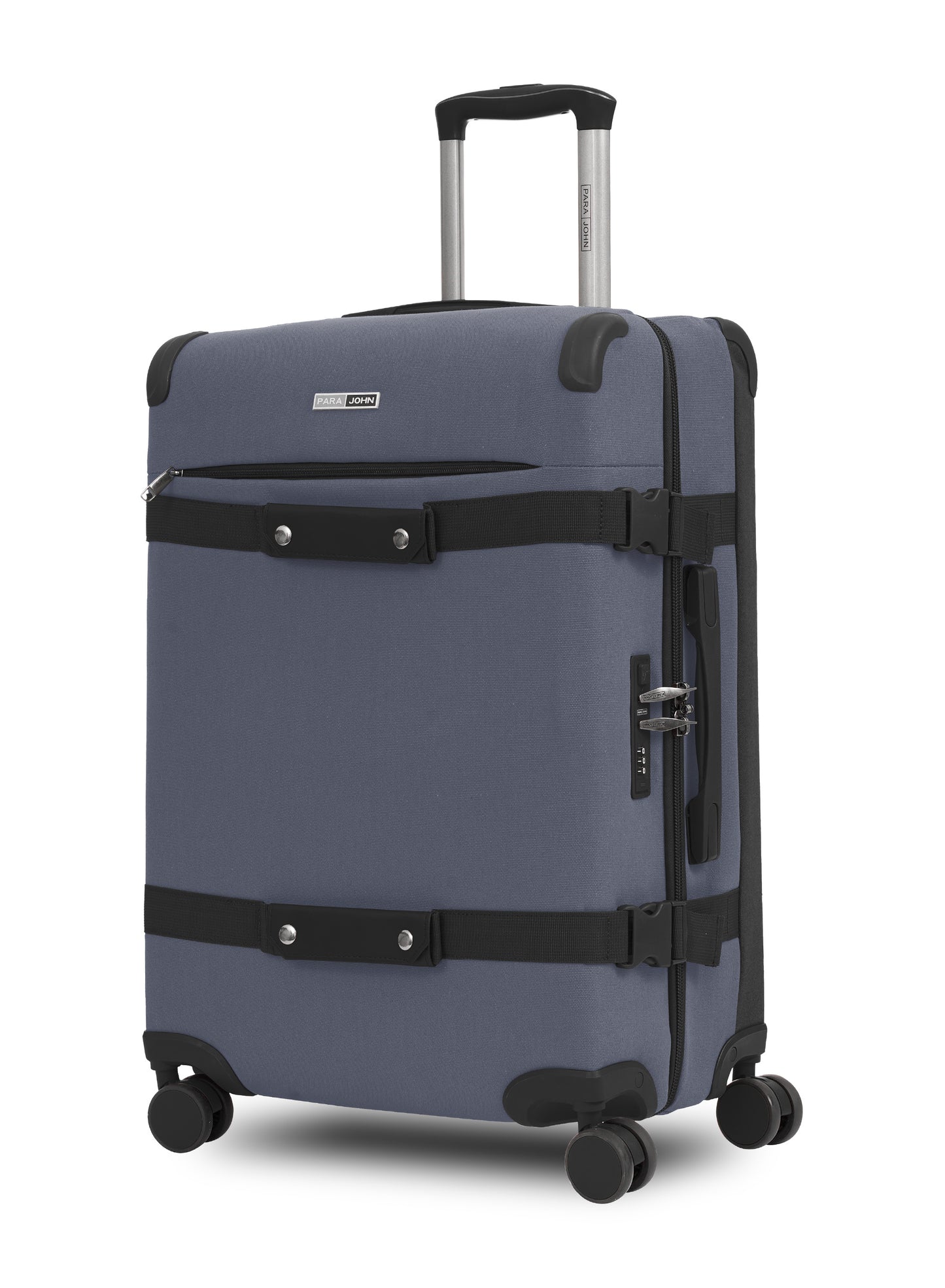 Parajohn 3 Piece Canvas Luggage Set, 20, 24 & 28 Inch Retro Softside Trolley Suitcases with 8-Wheel 360° Spinner Wheels, Vintage Travel Case Set