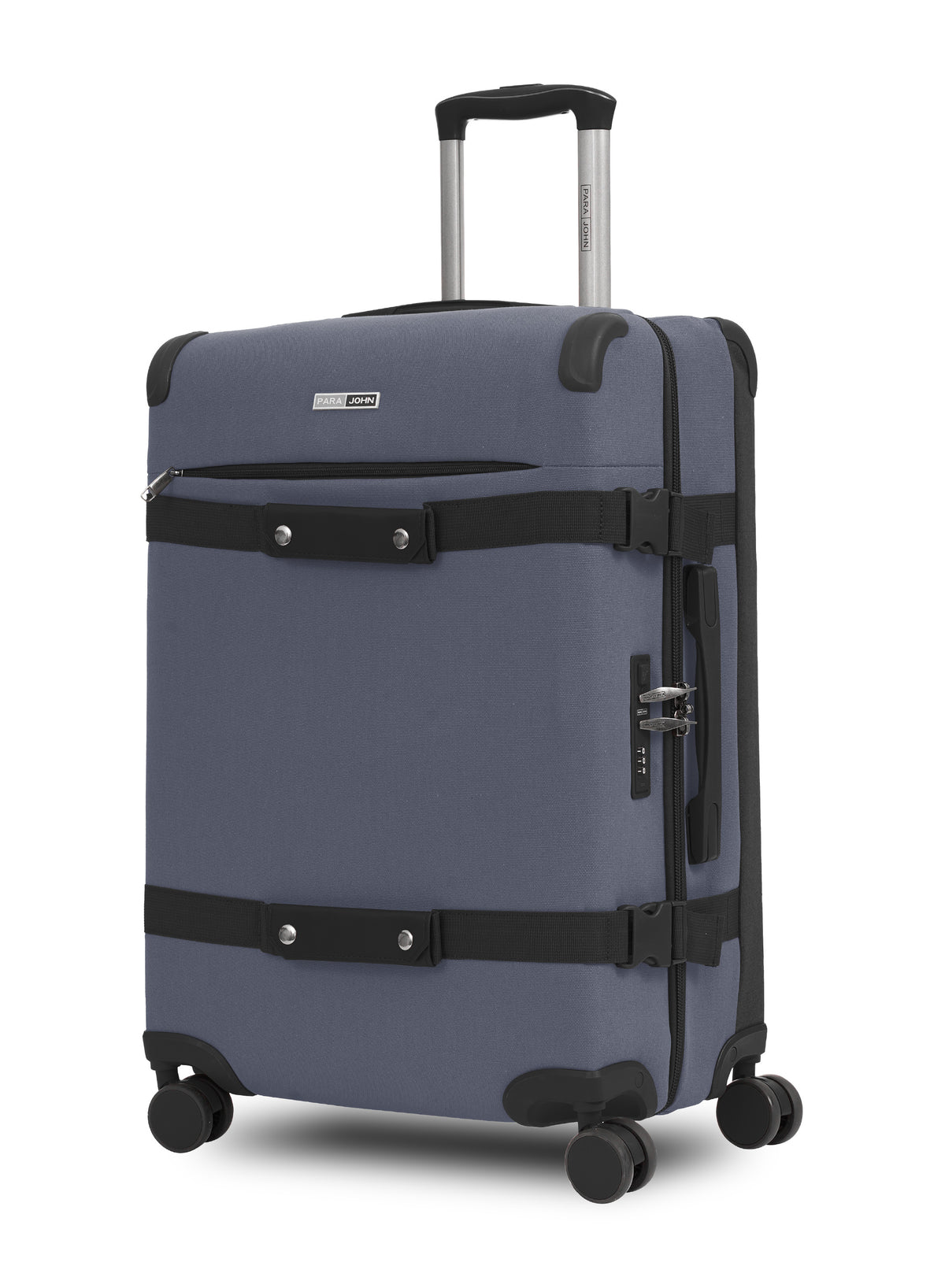 Parajohn 3 Piece Canvas Luggage Set, 20, 24 & 28 Inch Retro Softside Trolley Suitcases with 8-Wheel 360° Spinner Wheels, Vintage Travel Case Set