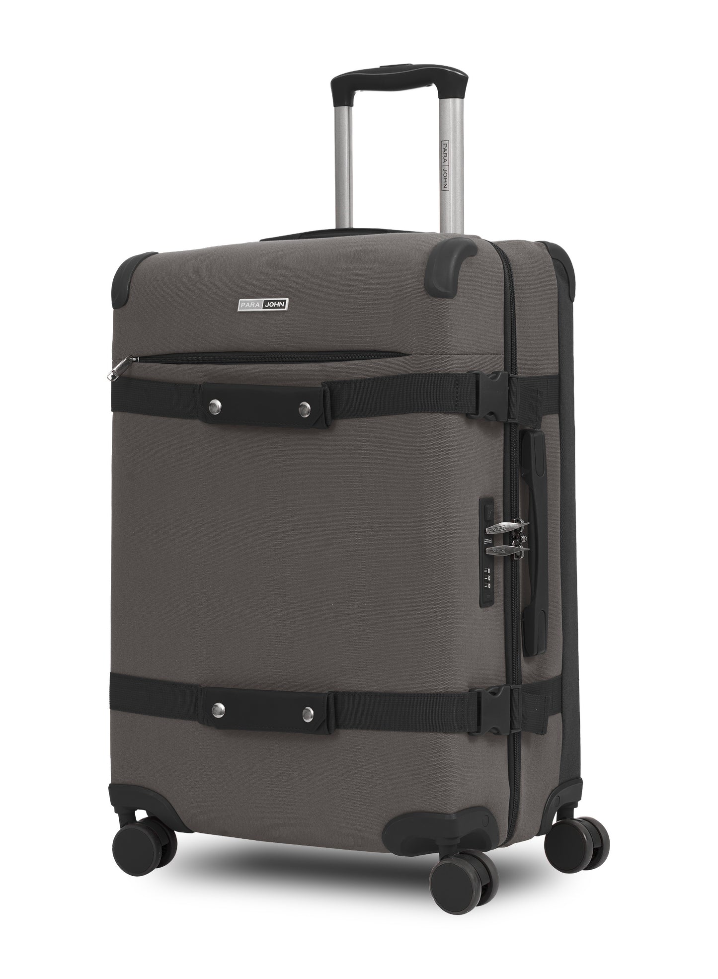 Parajohn 3 Piece Canvas Luggage Set, 20, 24 & 28 Inch Retro Softside Trolley Suitcases with 8-Wheel 360° Spinner Wheels, Vintage Travel Case Set