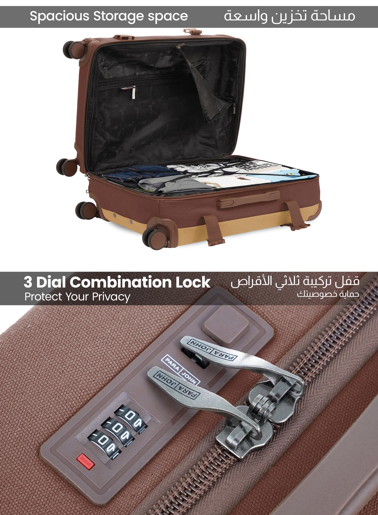 Parajohn 3 Piece Canvas Luggage Set, 20, 24 & 28 Inch Retro Softside Trolley Suitcases with 8-Wheel 360° Spinner Wheels, Vintage Travel Case Set