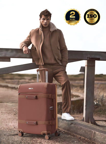 Parajohn 3 Piece Canvas Luggage Set, 20, 24 & 28 Inch Retro Softside Trolley Suitcases with 8-Wheel 360° Spinner Wheels, Vintage Travel Case Set