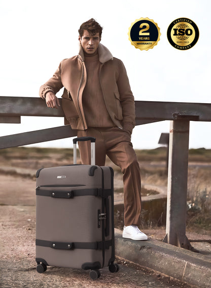 Parajohn 3 Piece Canvas Luggage Set, 20, 24 & 28 Inch Retro Softside Trolley Suitcases with 8-Wheel 360° Spinner Wheels, Vintage Travel Case Set