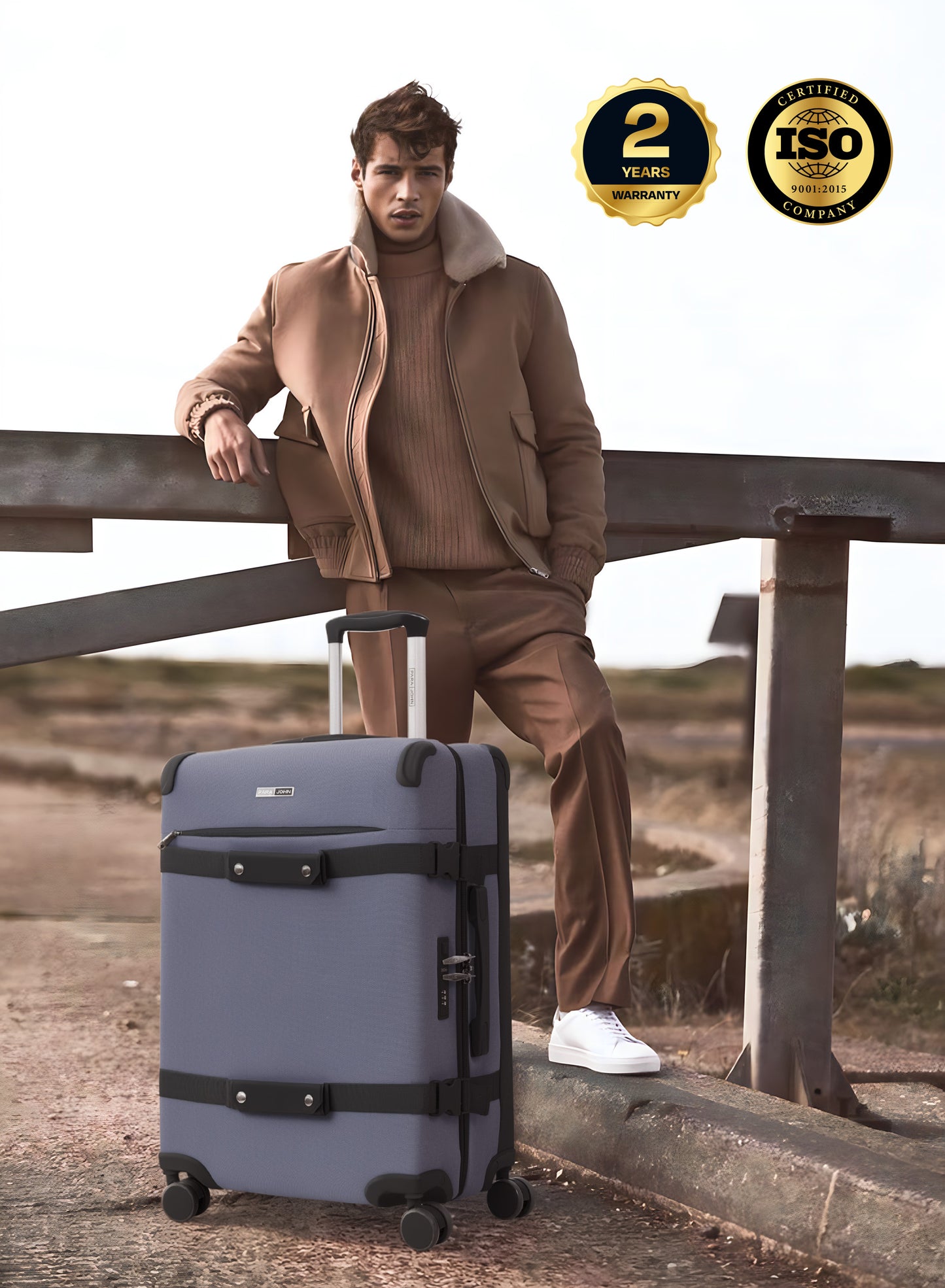 Parajohn 3 Piece Canvas Luggage Set, 20, 24 & 28 Inch Retro Softside Trolley Suitcases with 8-Wheel 360° Spinner Wheels, Vintage Travel Case Set