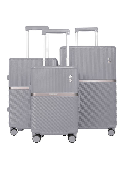 Parajohn PrimeVault 3-Piece PC Zipperless Luggage Set, 20/24/28 Inch, 8 Spinner Wheels, TSA Lock & Phone Holder
