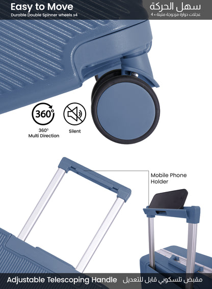 Parajohn PrimeVault 3-Piece PC Zipperless Luggage Set, 20/24/28 Inch, 8 Spinner Wheels, TSA Lock & Phone Holder