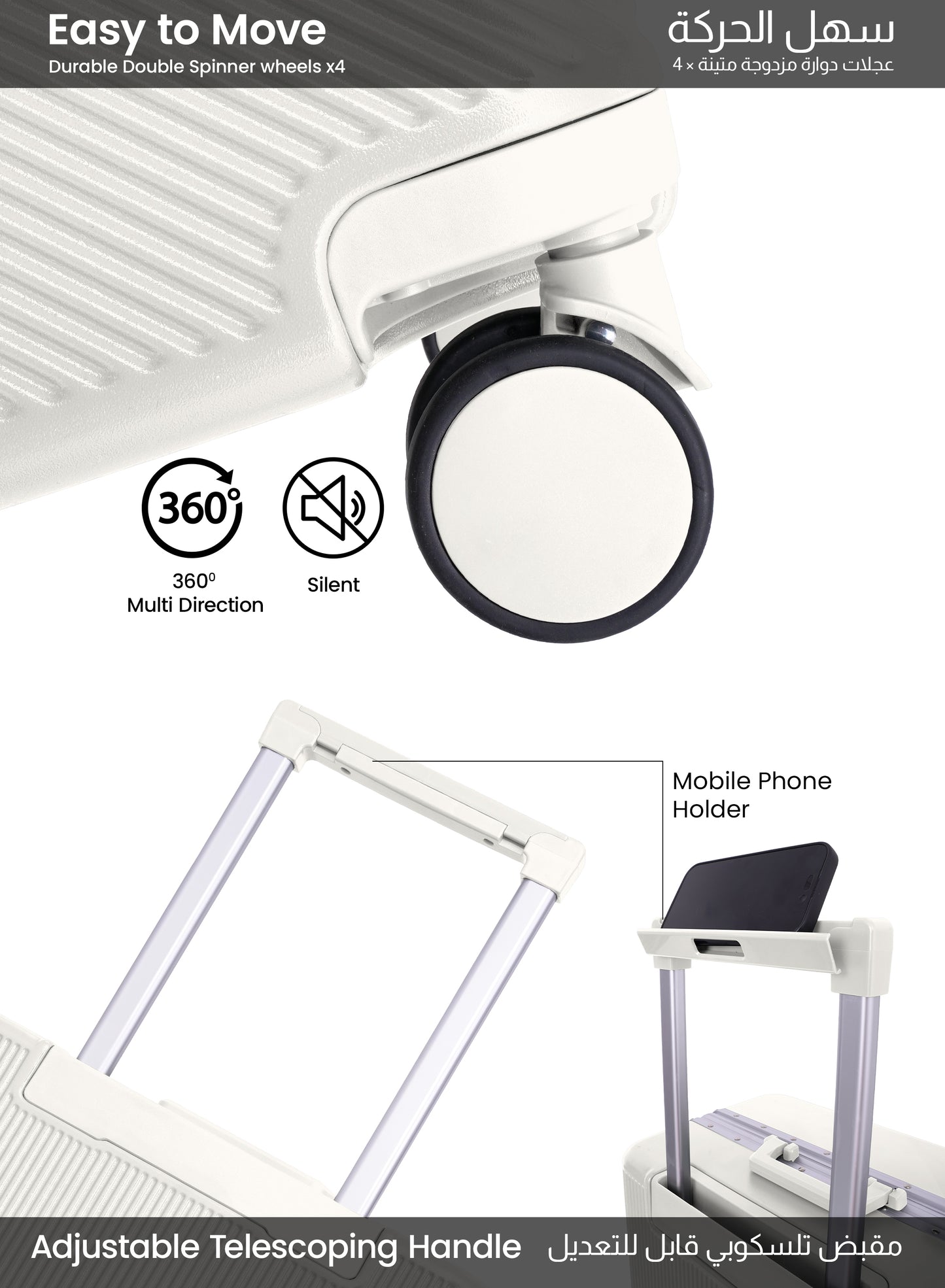 Parajohn PrimeVault 3-Piece PC Zipperless Luggage Set, 20/24/28 Inch, 8 Spinner Wheels, TSA Lock & Phone Holder