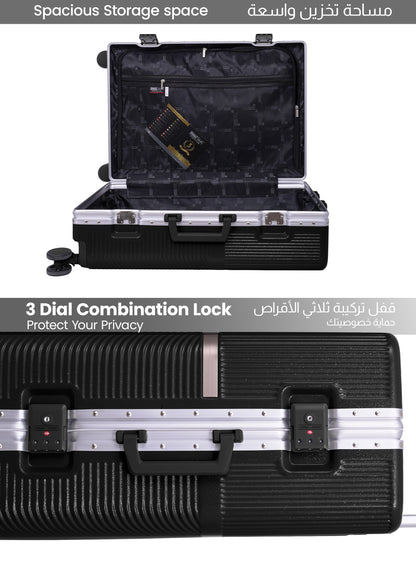 Parajohn PrimeVault 3-Piece PC Zipperless Luggage Set, 20/24/28 Inch, 8 Spinner Wheels, TSA Lock & Phone Holder