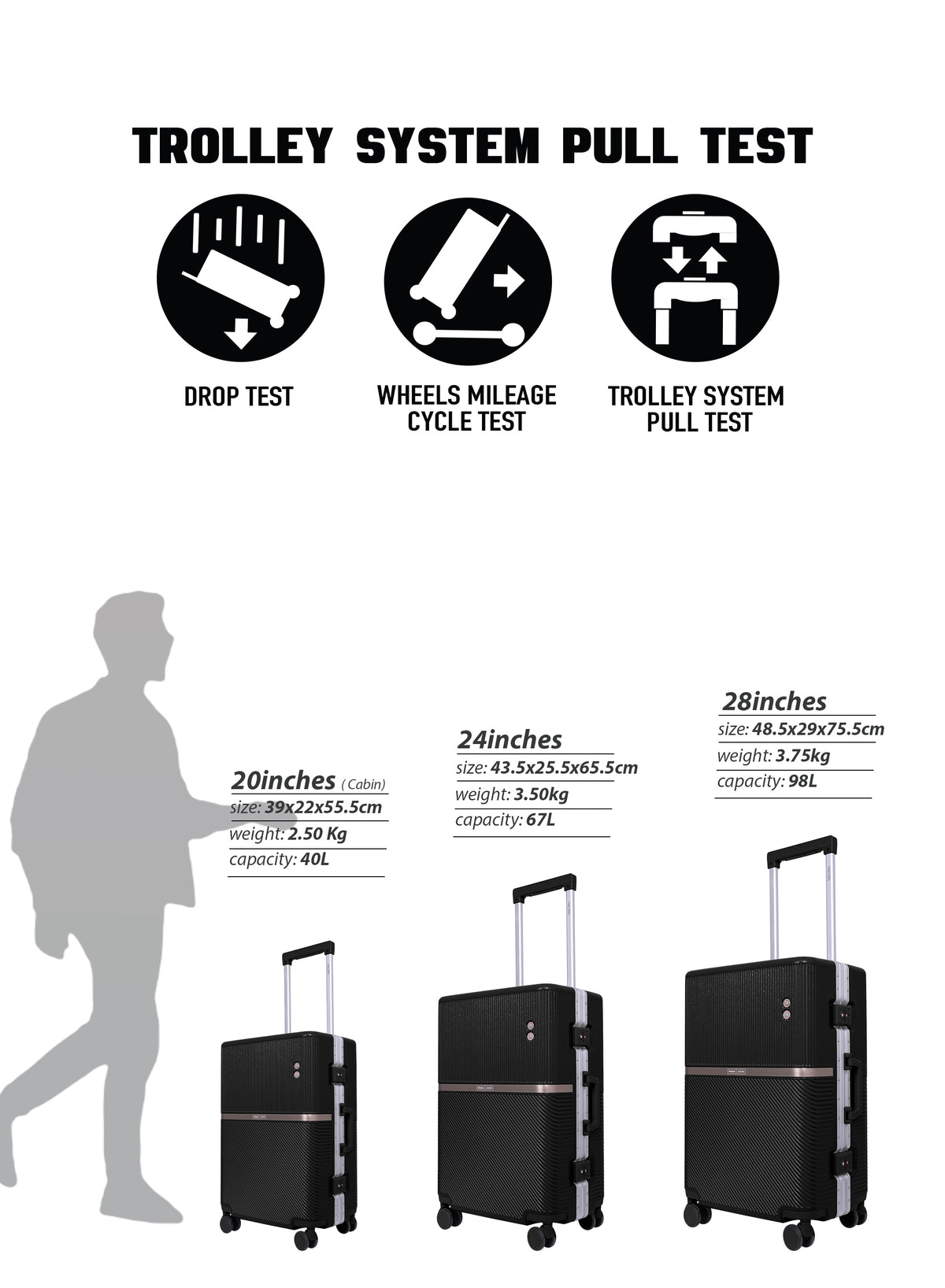 Parajohn PrimeVault 3-Piece PC Zipperless Luggage Set, 20/24/28 Inch, 8 Spinner Wheels, TSA Lock & Phone Holder