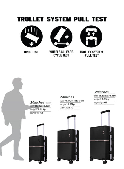 Parajohn PrimeVault 3-Piece PC Zipperless Luggage Set, 20/24/28 Inch, 8 Spinner Wheels, TSA Lock & Phone Holder