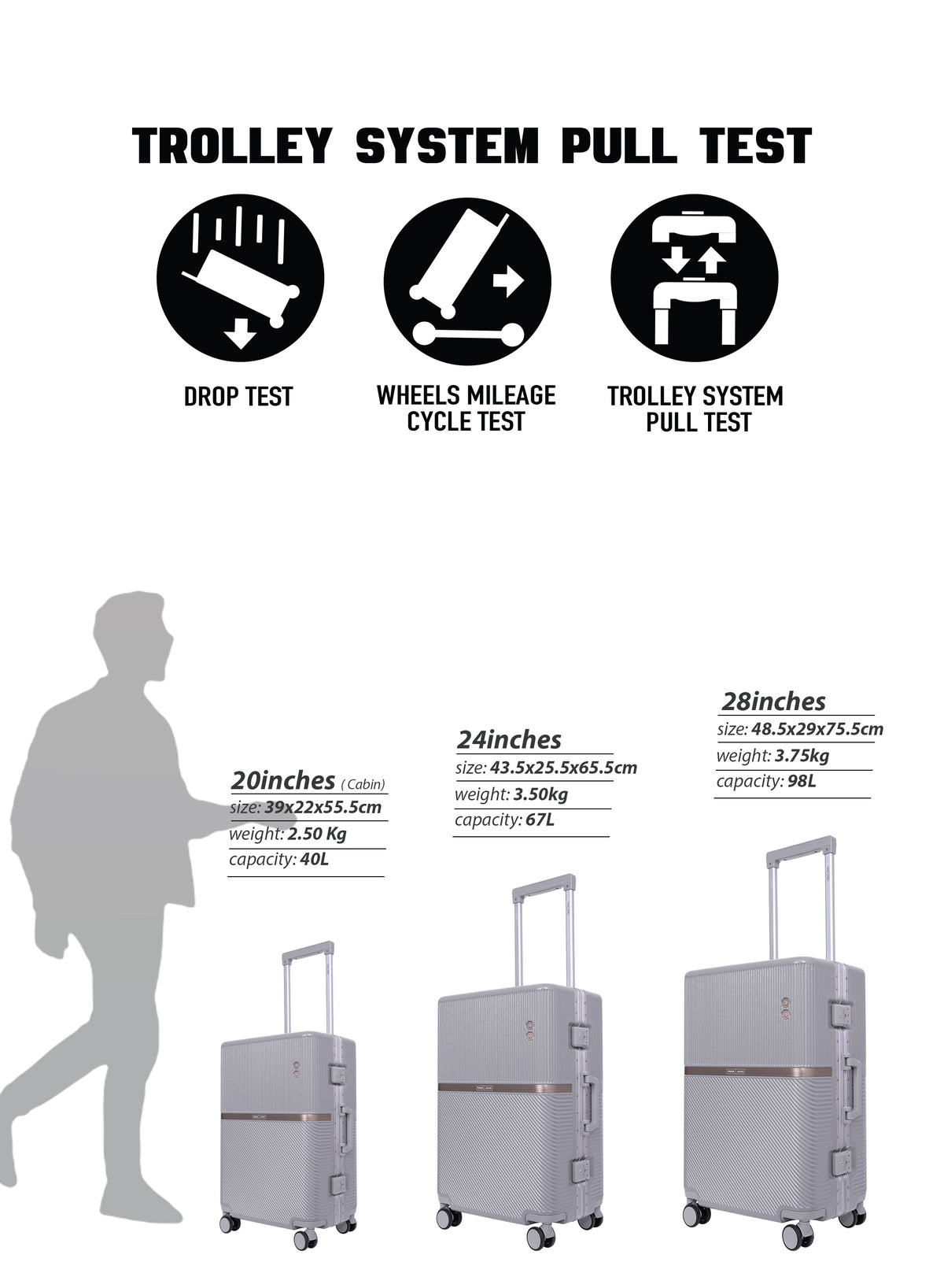 Parajohn PrimeVault 3-Piece PC Zipperless Luggage Set, 20/24/28 Inch, 8 Spinner Wheels, TSA Lock & Phone Holder