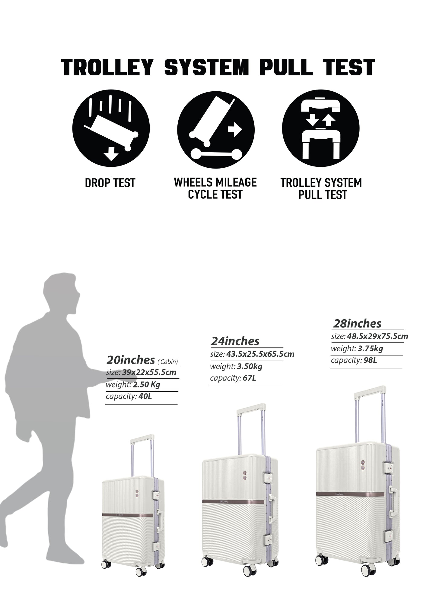 Parajohn PrimeVault 3-Piece PC Zipperless Luggage Set, 20/24/28 Inch, 8 Spinner Wheels, TSA Lock & Phone Holder