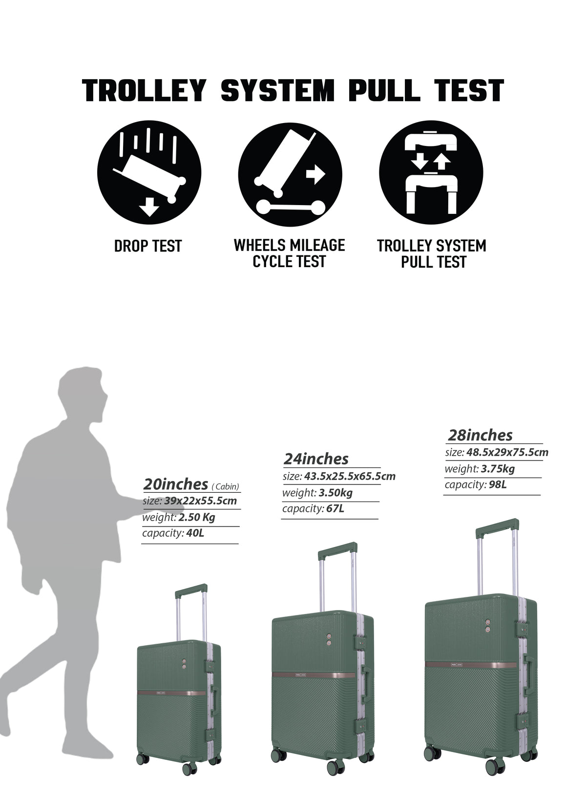 Parajohn PrimeVault 3-Piece PC Zipperless Luggage Set, 20/24/28 Inch, 8 Spinner Wheels, TSA Lock & Phone Holder
