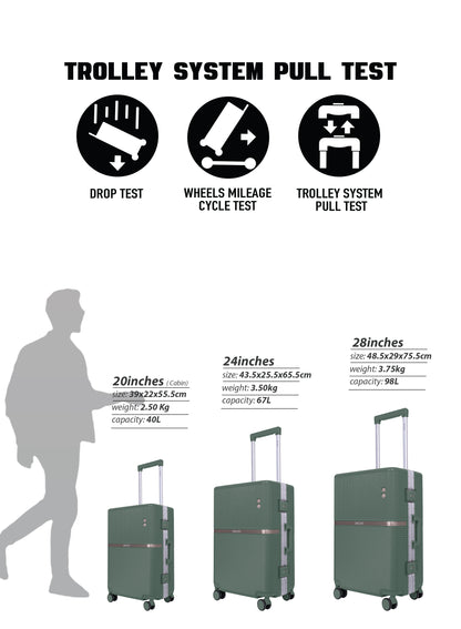 Parajohn PrimeVault 3-Piece PC Zipperless Luggage Set, 20/24/28 Inch, 8 Spinner Wheels, TSA Lock & Phone Holder