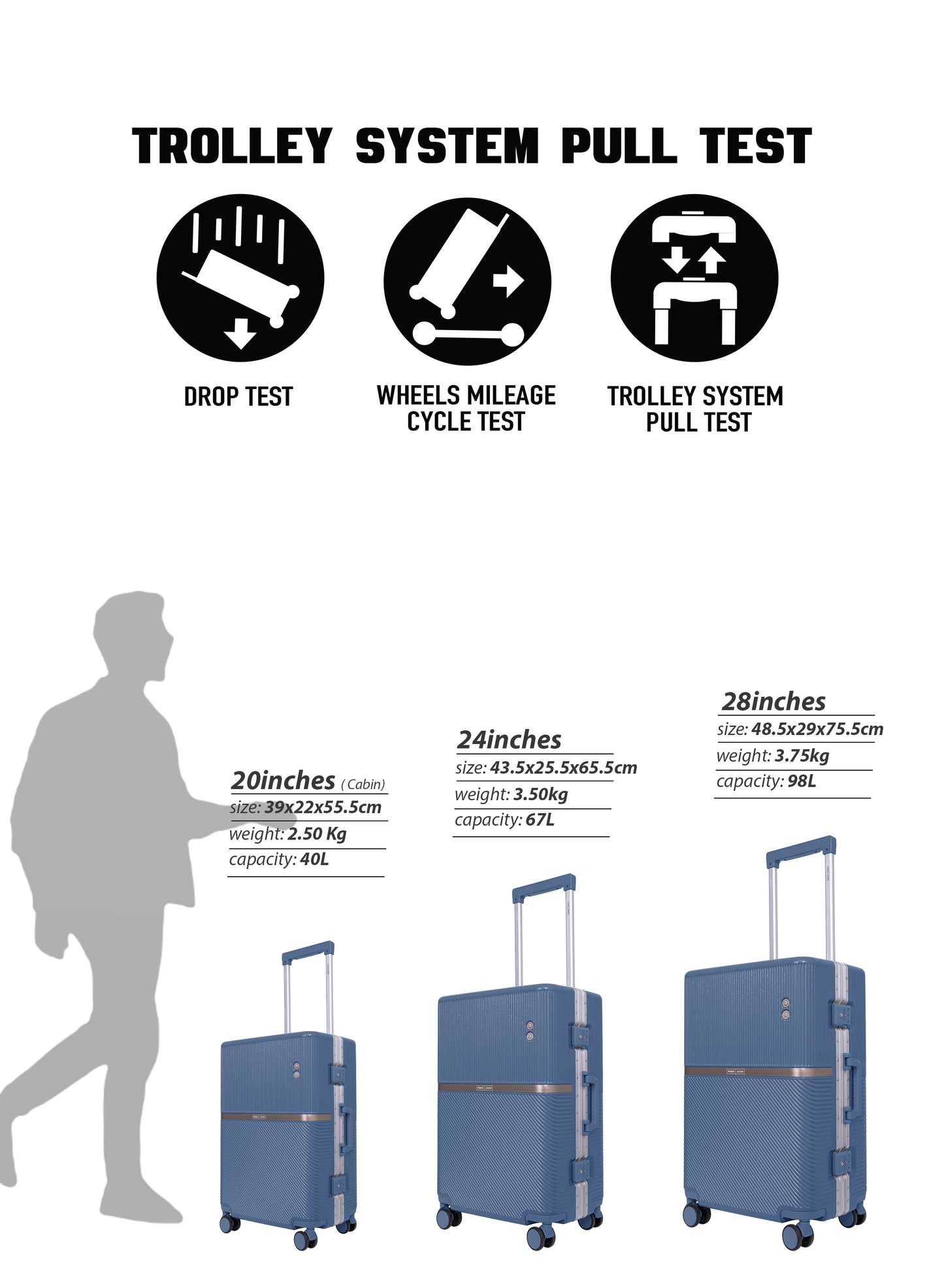 Parajohn PrimeVault 3-Piece PC Zipperless Luggage Set, 20/24/28 Inch, 8 Spinner Wheels, TSA Lock & Phone Holder