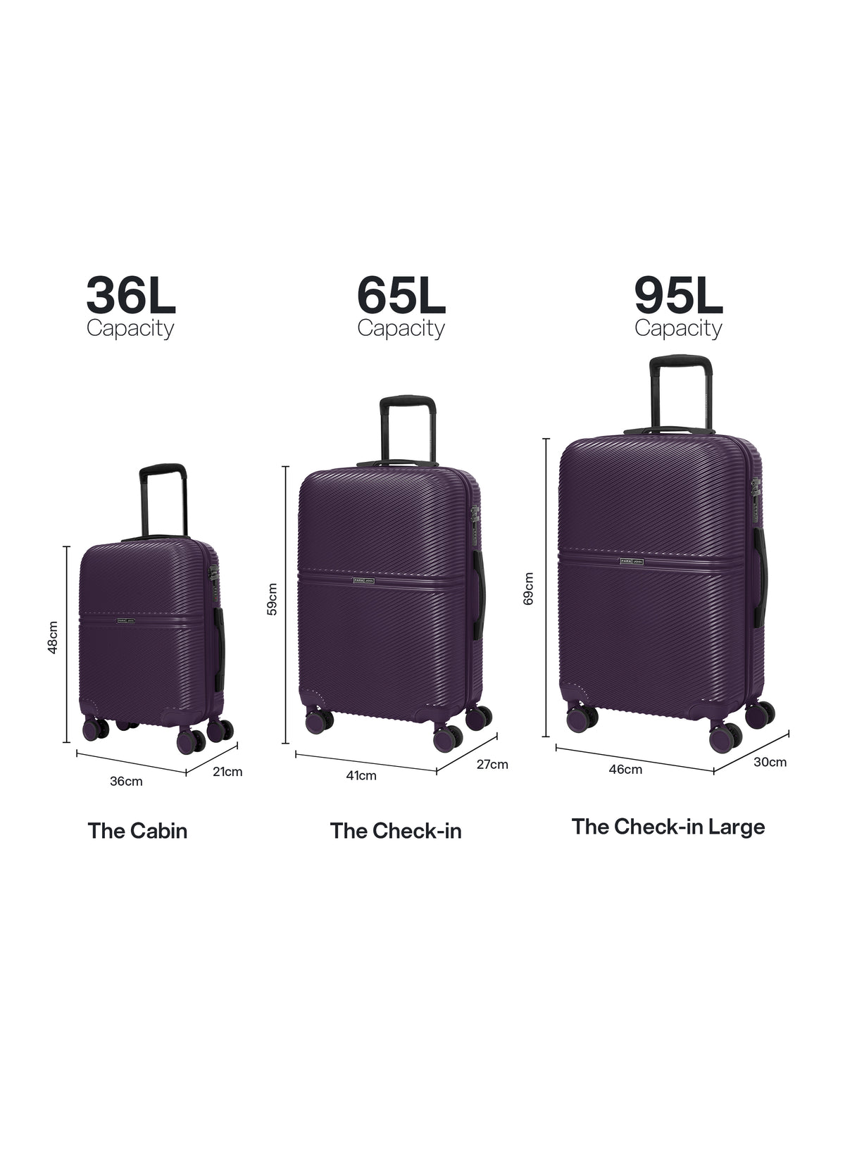 Para John Strato 3-Piece PC Hardside Luggage Set, 20/24/28 Inch, 8 Spinner Wheels, Combination Lock