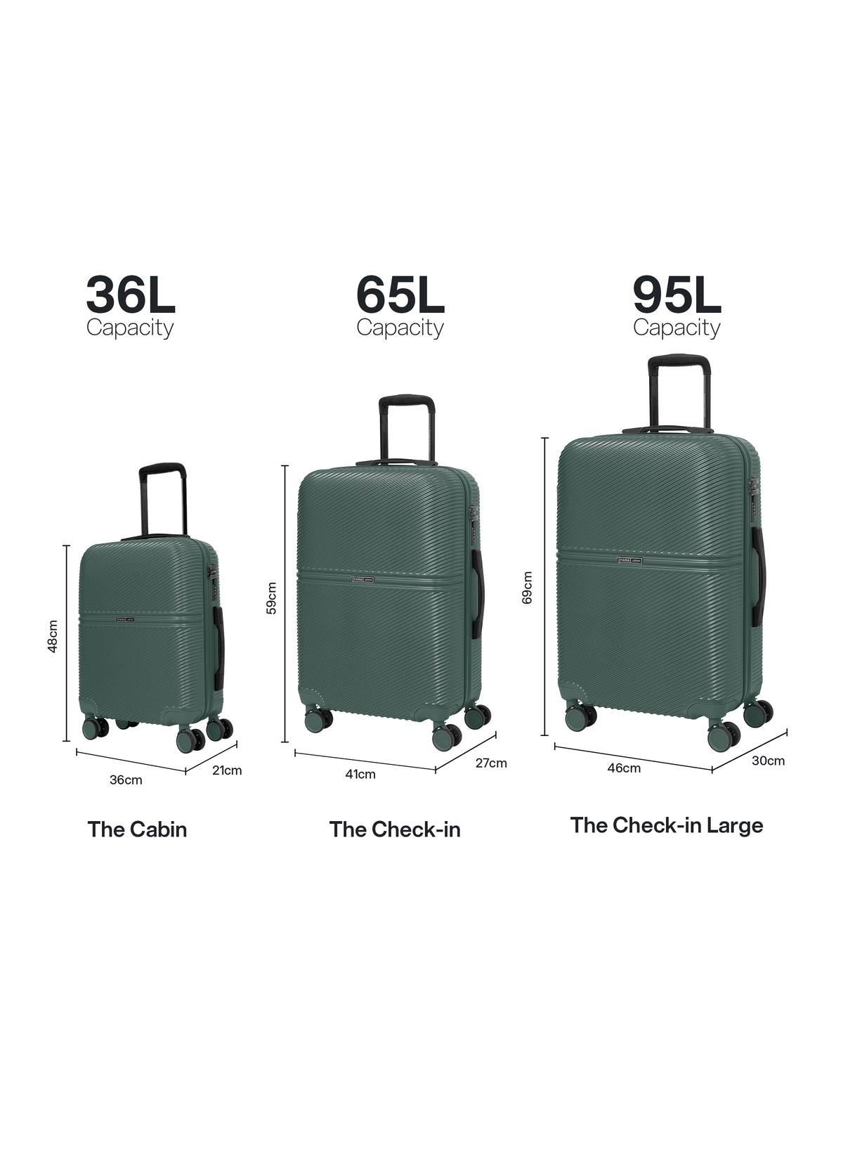 Para John Strato 3-Piece PC Hardside Luggage Set, 20/24/28 Inch, 8 Spinner Wheels, Combination Lock