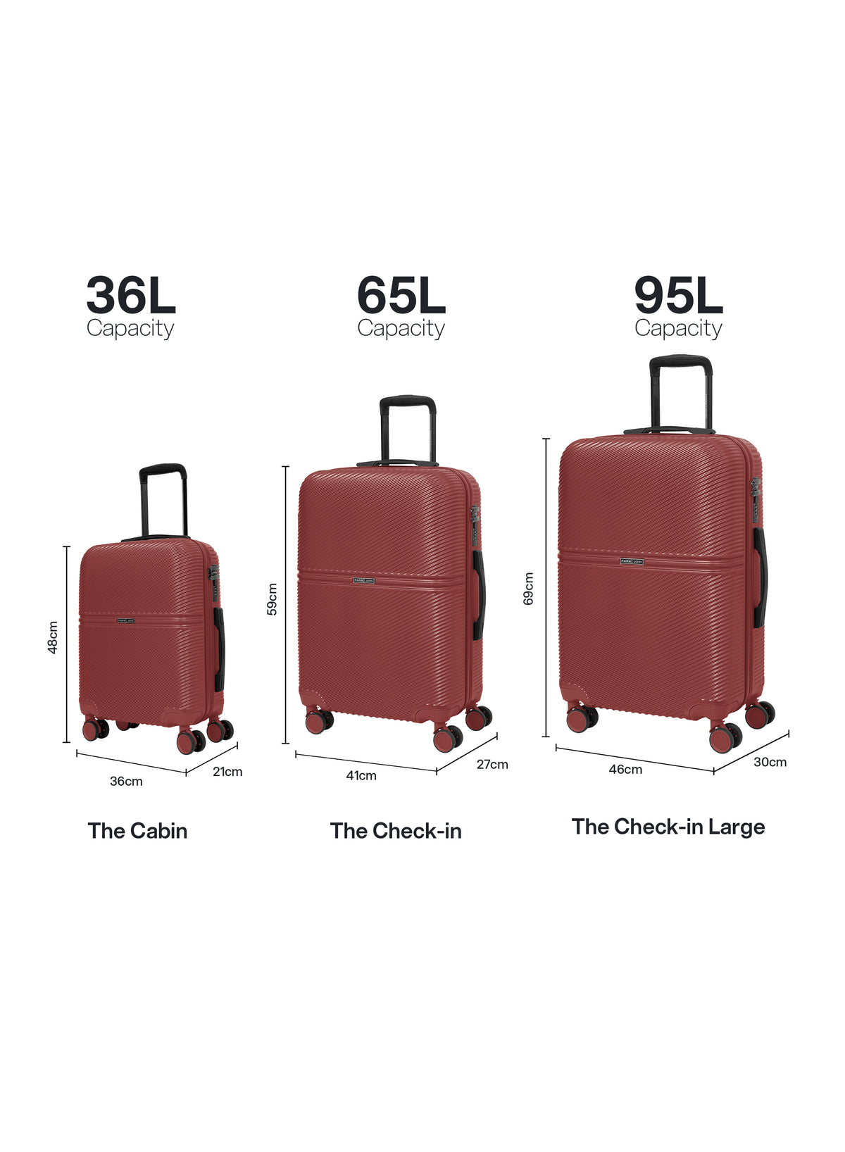 Para John Strato 3-Piece PC Hardside Luggage Set, 20/24/28 Inch, 8 Spinner Wheels, Combination Lock