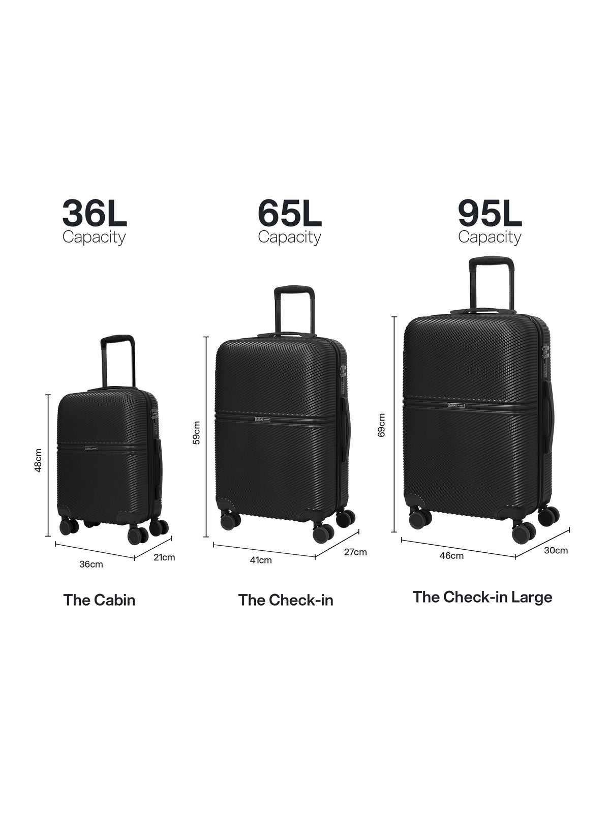 Para John Strato 3-Piece PC Hardside Luggage Set, 20/24/28 Inch, 8 Spinner Wheels, Combination Lock