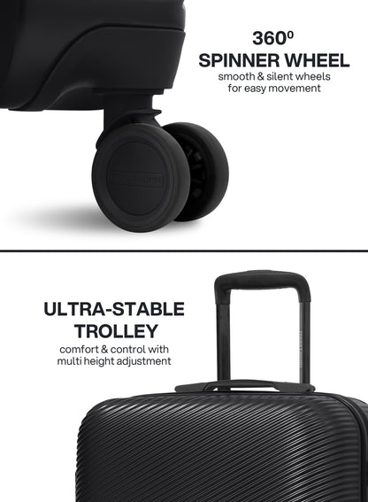 Para John Strato 3-Piece PC Hardside Luggage Set, 20/24/28 Inch, 8 Spinner Wheels, Combination Lock