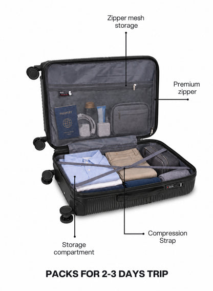Para John Strato 3-Piece PC Hardside Luggage Set, 20/24/28 Inch, 8 Spinner Wheels, Combination Lock