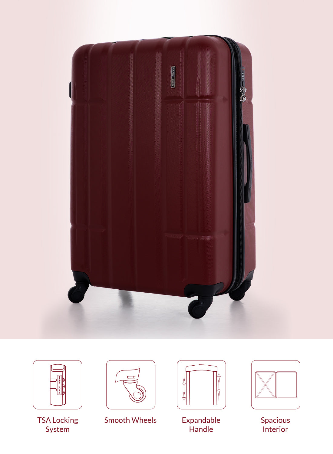 Para John Aventura  4-Piece Polycarbonate Expandable Luggage Set, 20/24/28/32 Inch, 360° 8-Wheel Spinner Trolley Suitcases