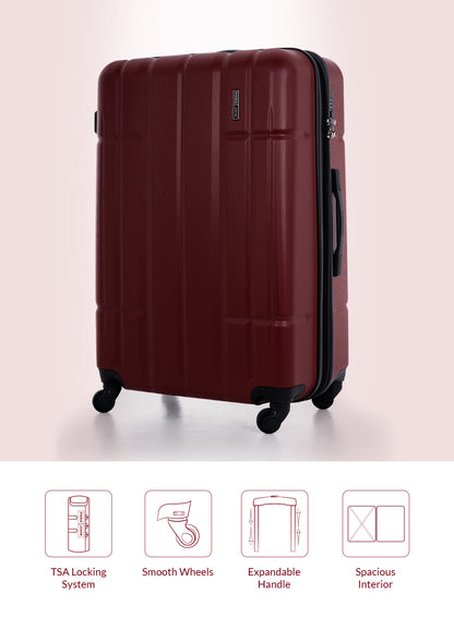 Para John Aventura  4-Piece Polycarbonate Expandable Luggage Set, 20/24/28/32 Inch, 360° 8-Wheel Spinner Trolley Suitcases
