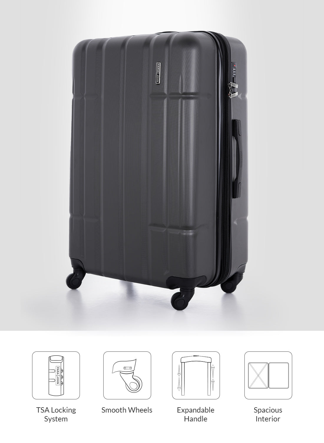 Para John Aventura  4-Piece Polycarbonate Expandable Luggage Set, 20/24/28/32 Inch, 360° 8-Wheel Spinner Trolley Suitcases
