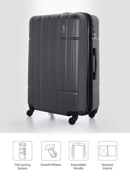 Para John Aventura  4-Piece Polycarbonate Expandable Luggage Set, 20/24/28/32 Inch, 360° 8-Wheel Spinner Trolley Suitcases