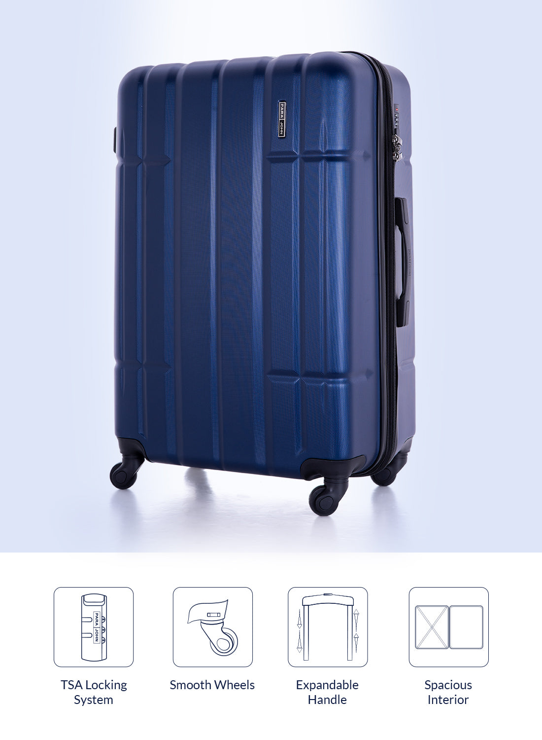 Para John Aventura  4-Piece Polycarbonate Expandable Luggage Set, 20/24/28/32 Inch, 360° 8-Wheel Spinner Trolley Suitcases