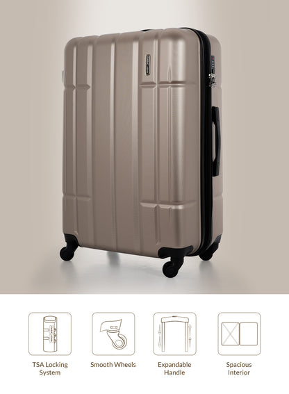 Para John Aventura  4-Piece Polycarbonate Expandable Luggage Set, 20/24/28/32 Inch, 360° 8-Wheel Spinner Trolley Suitcases